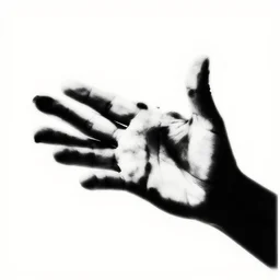 a hand reaching, stencil, black and white, vector artwork