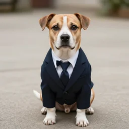dog in a suit, realistic, photograph,