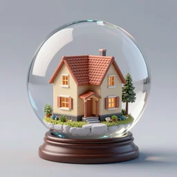 a mini house in a crystal ball octane render hyperdetailed