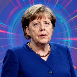 photo of angela merkel, psychedelic