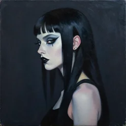 argerm portrait painting of kat dennings as cybergoth character, black hair, medium shot, asymmetrical, profile picture, organic painting, dark night, matte painting, bold shapes, hard edges, street art, trending on artstation, by huang guangjian, gil elvgren, ruan jia, greg rutkowski, gaston bussiere