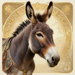 portrait of a donkey warrior, intricate, elegant, highly detailed, digital painting, artstation, concept art, smooth, sharp focus, illustration, art by artgerm and greg rutkowski and alphonse mucha, 8 k