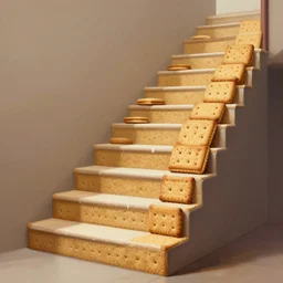 Digital Painting of a Staircase made out of Biscuits