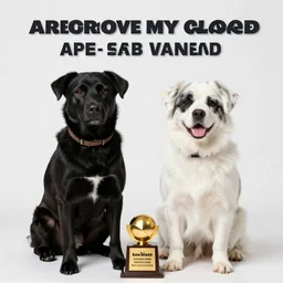 Two dog, a black, and a white, award winning photo, 4K