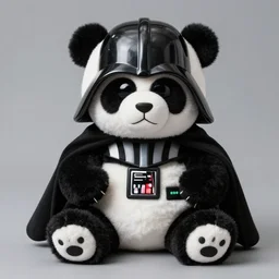 a cuddly panda soft toy as darth vader