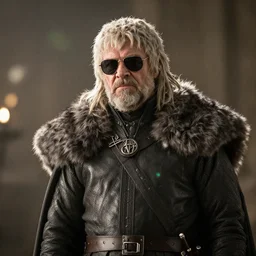pusha t in game of thrones as bronn!!! with sunglasses movie still, cinematic lighting, ray tracing, octane render, long lens, shallow depth of field, bokeh, anamorphic lens flare, 8 k, hyper detailed, 3 5 mm film grain