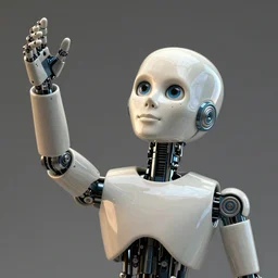 portrait of a bone ceramic humanoid robot Spanish, reaching up to the sky, attractive face and handsome features, large friendly eyes, macho, dotado, guapo, reflective surface, trending on cgsociety, trending on artstation