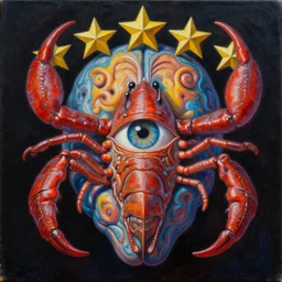 intricate five star the scorpio mind by casey weldon, oil on canvas, surrealism, hdr, high detail, photo realistic, hyperrealism, matte finish, high contrast, 3 d depth, centered, masterpiece, vivid and vibrant colors, enhanced light effect, enhanced eye detail, artstationhd