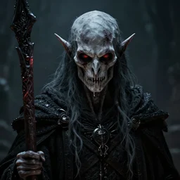A closeup of a undead lich by Greg Rutkowski, Bloodborne, 4k photorealistic, volumetric lighting, HD, high details, dramatic, dark atmosphere, trending on artstation