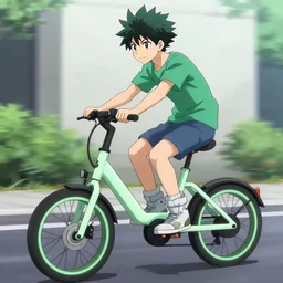 Izuku Midoriya is riding a electric neon bike, Yoji Shinkawa