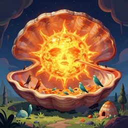 agharta, land of advanced races, hollow earth infographic with illustrations, a big shell with a sun in the interior, vibrant colours, dynamic lighting, digital art, fantastically beautiful, illustration, aesthetically inspired by leonardo da vinci, trending on artstation, art by by albrecht durer, konstantinas ciurlionis, sir john tenniel, kilian eng, eugene delacroix, greg rutkowski, 8 k