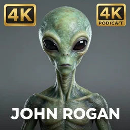 a alien with john rogan podcast, photograph, hyper detailed, realism, treinding on artstation, centered, beautiful, ultrahd, 4 k