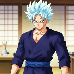 songoku in a sushi costume with clear hair by akira toriyama