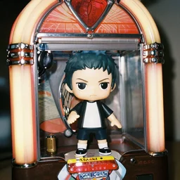 george michael as nendoroid with jukebox machine, kodak film