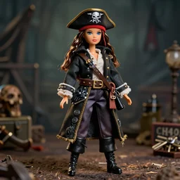 a decora kei fashion doll by the doll company mattel that was designed by garrett sander and is based on the mythical kraken with a heavy pirate theme, ultrarealistic, cinematic, real life