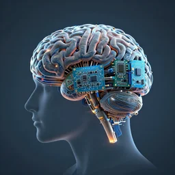 a human brain made of electronics