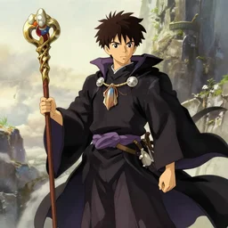 male wizard with a staff, fantasy, shinkai makoto studio ghibli studio key hideaki anno sakimichan stanley artgerm lau rossdraws james jean marc simonetti elegant highly detailed digital painting artstation pixiv