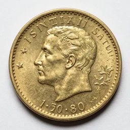 picture of a 1 6 8 0 worn spanish gold coin, high detailed, realistic
