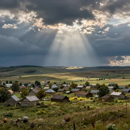 matte painting of russian small town in the steppes by ivan shishkin