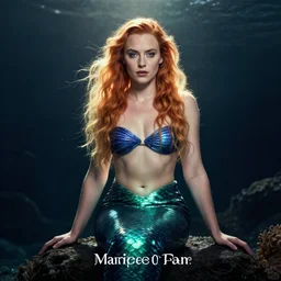 natalie dormer as a mermaid, highly detailed award winning fantasy photography, backlit, album cover