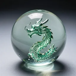 glass marble with a tiny dragon inside