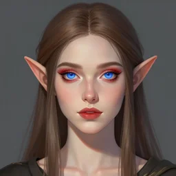 A detailed portrait of a elven woman with red and blue eyes trending on artstation by Peter Kemp and Monia Merlo