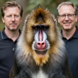 portrait of a mandrill by Mandy Jurgens and Richard Schmid and chuck close and mucha