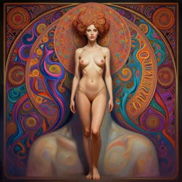 wide angle full body portrait of I Dream of Jeannie, with a perfect face and perfect body, thin waist, pierced navel, intricate, single face, psychedelic, highly detailed, digital painting, artstation, concept art, smooth, sharp focus, illustration, Unreal Engine 5, 8K, art by artgerm and greg rutkowski and alphonse mucha