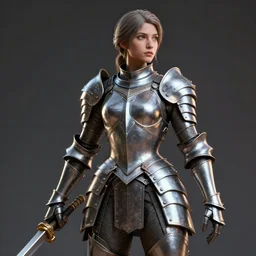 a highly detailed sculpt of athletic girl in armor, cinematic light, featured on artstation, octane render, path tracing, sharp focus