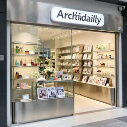 flower retail shop, cosmetic, stainless steel and color glass, frame magazine, archidaily