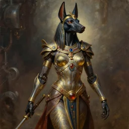 mystical atlantean valkyrie, regal, realistic, refined, full portrait of a beautiful female anubis cyborg warrior, detailed digital art, oil painting, william - adolphe bouguereau, steampunk, walt disney ( 1 9 3 7 ), dynamic lighting, very beautiful, character illustration by francois boucher, highly detailed, cinematic lighting, unreal engine, 8 k, hd