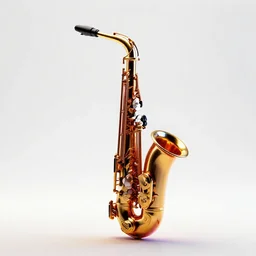 neon saxophone, stylized 3d render, isolated on a pure white background, centered, entire object in frame, sharp focus, soft studio lighting
