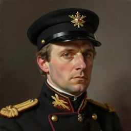 Portrait of a navy officer, male, detailed face, 20th century, highly detailed, cinematic lighting, digital art painting by greg rutkowski