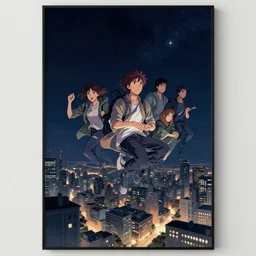 city flying in the sky, night setting with stars. realistic shaded lighting poster by ilya kuvshinov katsuhiro, magali villeneuve, artgerm, jeremy lipkin and michael garmash, rob rey and kentaro miura style, trending on art station