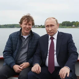 ( putin as old gregg ) with a mangina, on a boat on a lake