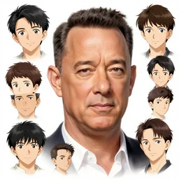 character concept art of tom hanks as an anime actor | cute - fine face, pretty face, realistic shaded perfect face, fine details by stanley artgerm lau, wlop, rossdraws, james jean, andrei riabovitchev, marc simonetti, and sakimichan, tranding on artstation