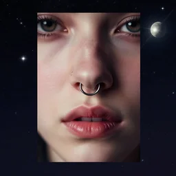 a romance novel cover with a nose ring in outer space