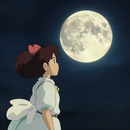 looking at the moon, Studio Ghibli