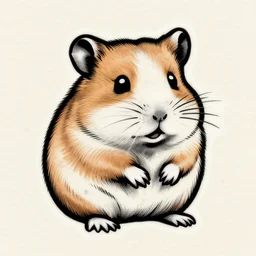well - detailed tattoo stencil of a hamster, bold strong lines very highly aesthetic