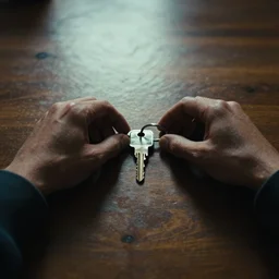 why'd you leave the keys upon the table?,, symmetric, dynamics lighting, cinematic,