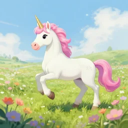 unicorn on a flower field bright magic artwork fantasy hd