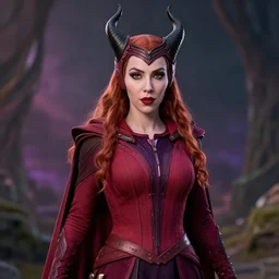 scarlet witch as maleficent, nostalgia, very detailed texture, realistic shaded lighting, studio quality, digital art, dynamic background, unreal engine 5 rendered, octane rendered, pinnacle studio, naturel, trending on artstation, art style by ian sprigger