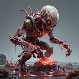 the magical body horror machine churns out another awful creature into horrific goop, hyper detailed, masterpiece, artstation, advanced lighting technology, stylized yet realistic surrealism, 4 k wallpaper