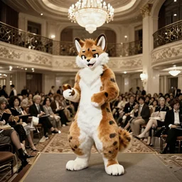 a furry convention taking place in a luxury hotel, 1 9 0 0 s photograph