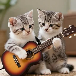 an amazing award winning photo of kittens playing guitar, very detailed and sharp, 4k hdr, masterpiece