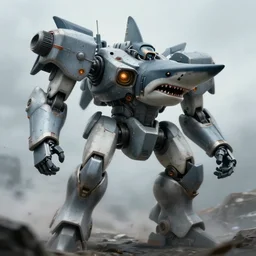 shark battlemech, high contract, science fiction, hd, overcast, motion blur, by alex grey, by roger dean