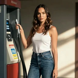 Gal Gadot pumping gas