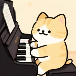 cute cartoon cat playing the piano by jean jullien