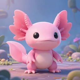alien girl that is based on an axolotl, pink,