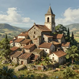 Village, concept art by Pablo Carpio, highly detailed, ultra detailed, ultra realistic, trending on artstation